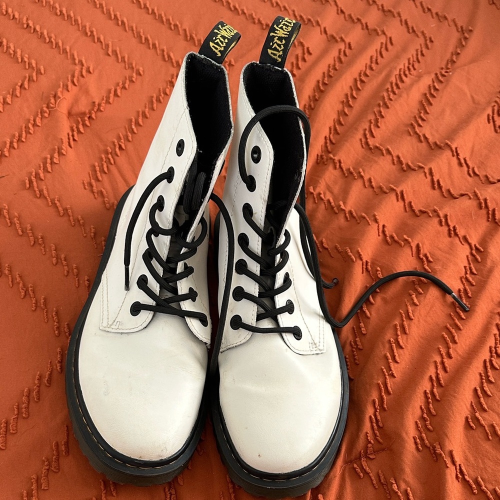 White Lace-Up Doc Martens
